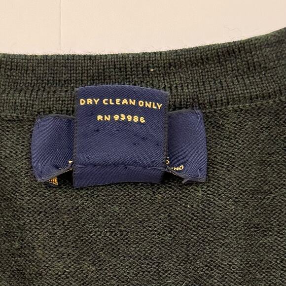 Brooks Brothers 346 Merino Wool V-Neck Pullover Sweater Dark Green Argyle | XL - Picture 9 of 9